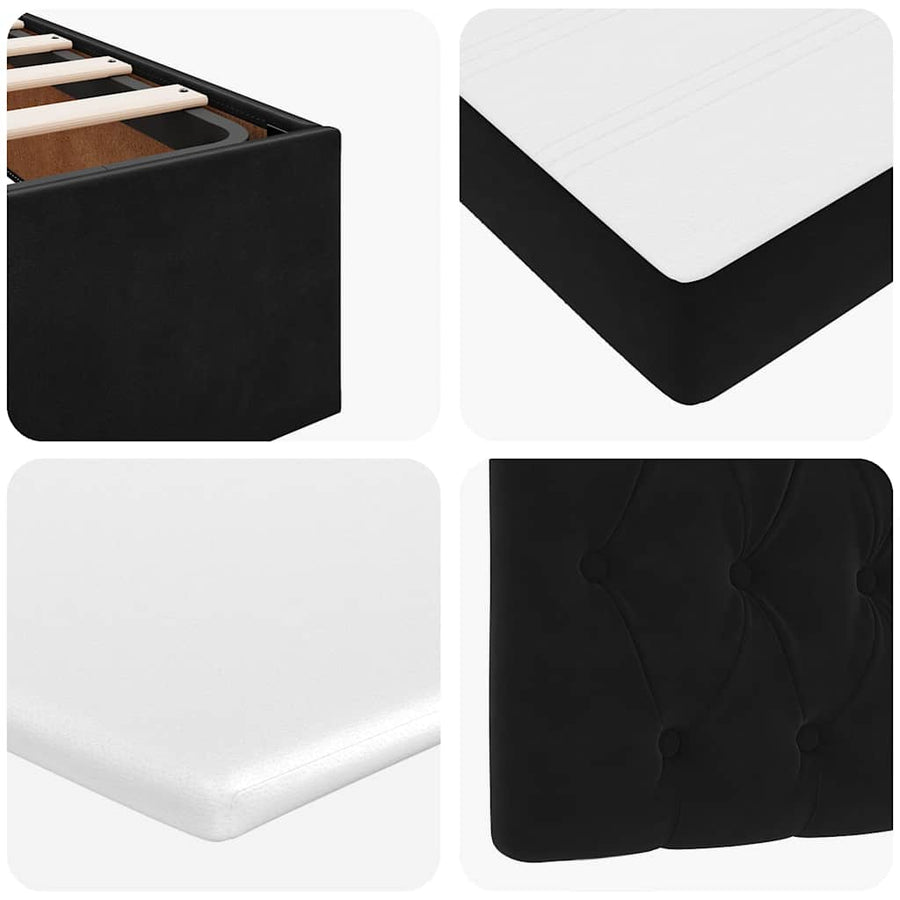 Ottoman bed met matrassen 90x190cm fluweel zwart