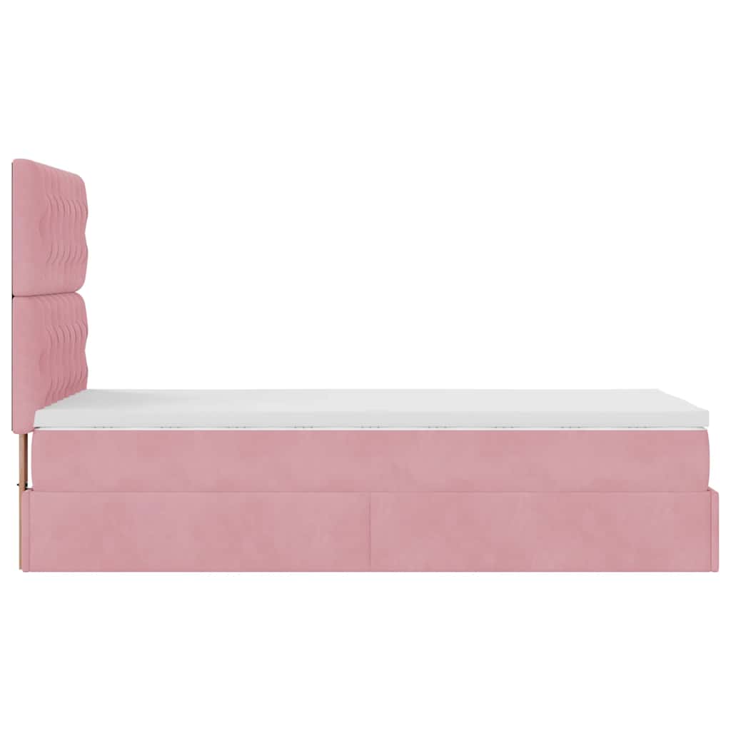 Ottoman bed met matrassen 90x190cm fluweel roze