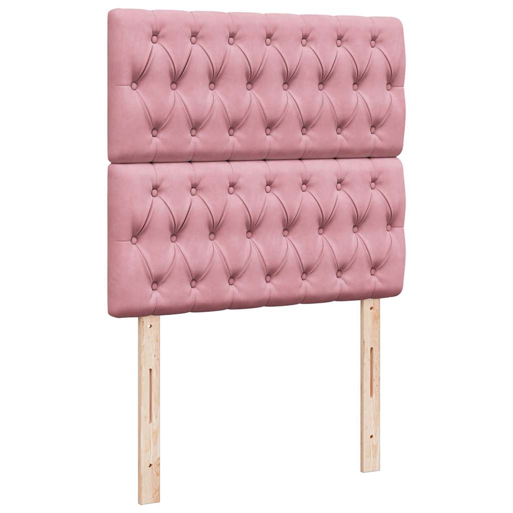 Ottoman bed met matrassen 90x190cm fluweel roze