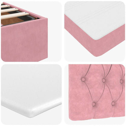 Ottoman bed met matrassen 90x190cm fluweel roze