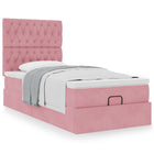 Ottoman bed 90x190 cm fluweel roze met opbergruimte