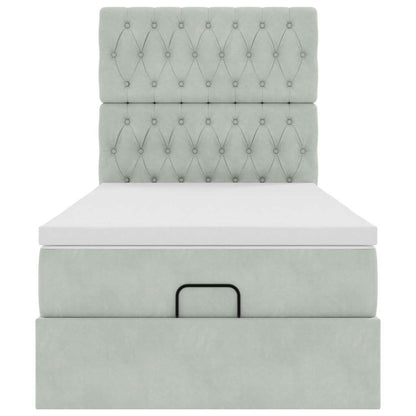 Ottoman bed met matrassen 90x200cm fluweel lichtgrijs