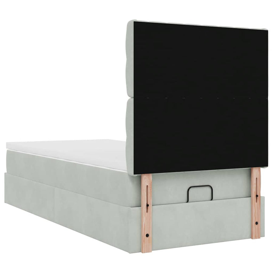 Ottoman bed met matrassen 90x200cm fluweel lichtgrijs