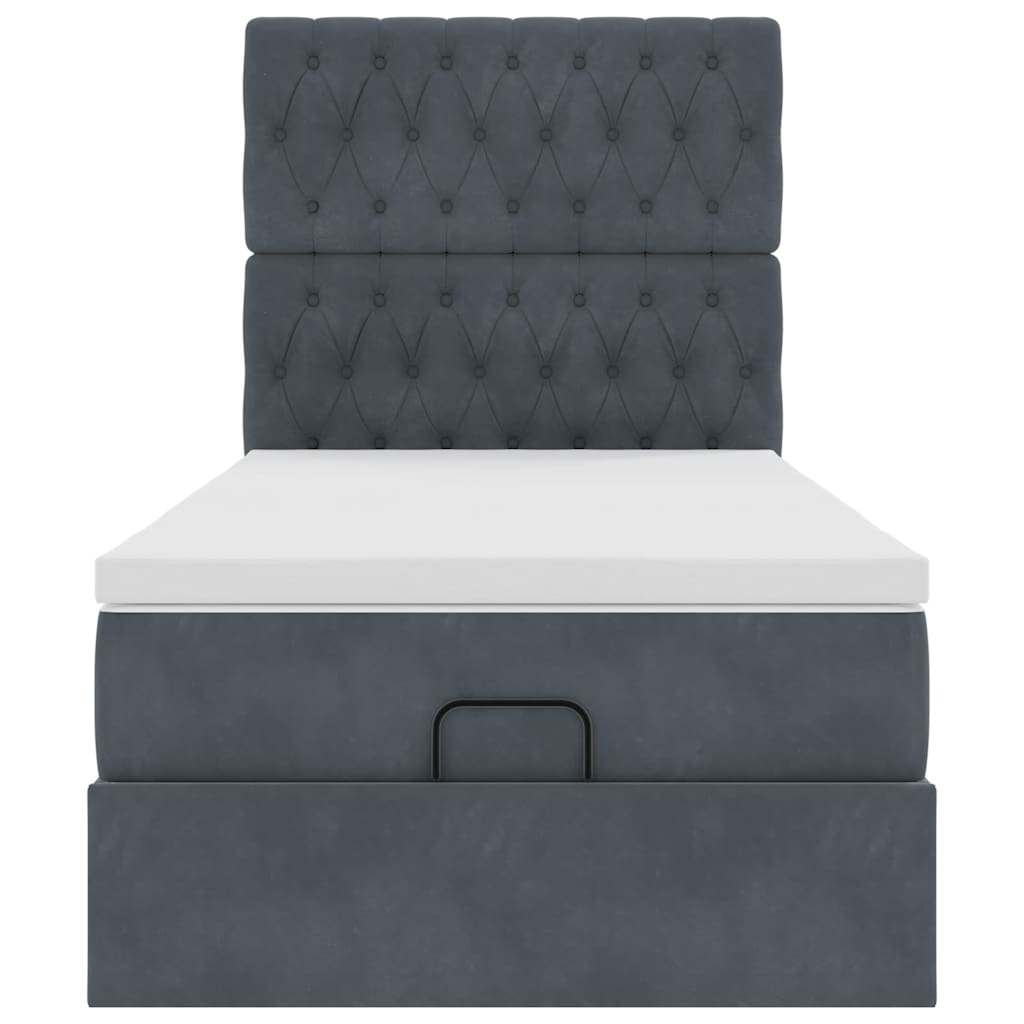 Ottoman bed met matrassen 90x200cm fluweel donkergrijs