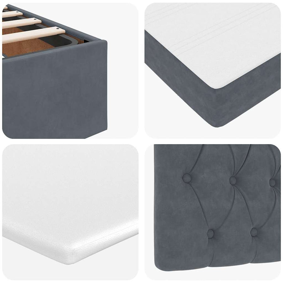 Ottoman bed met matrassen 90x200cm fluweel donkergrijs