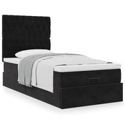 Ottomaans bed 90x200 cm fluweel zwart met opbergruimte