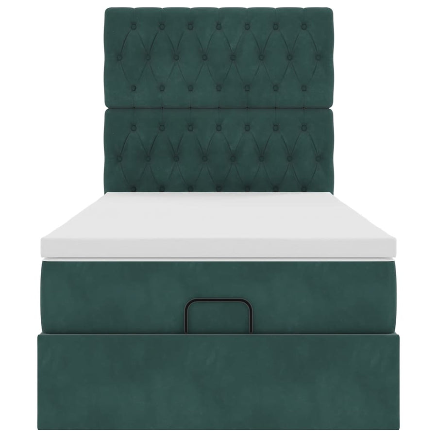 Ottoman bed met matrassen 90x200cm fluweel donkergroen