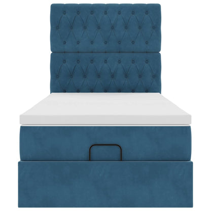 Ottoman bed met matrassen 90x200cm fluweel donkerblauw