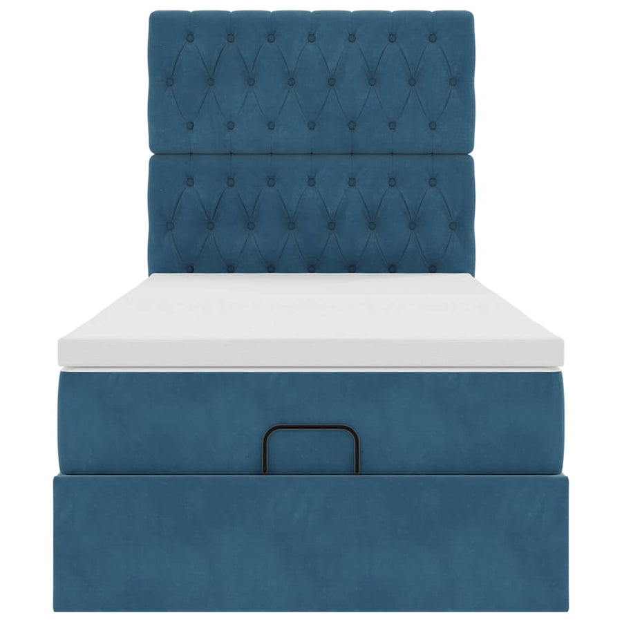 Ottoman bed met matrassen 90x200cm fluweel donkerblauw