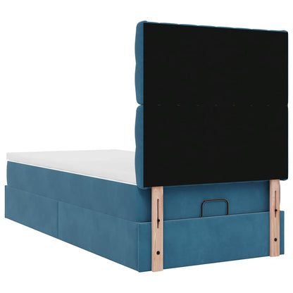 Ottoman bed met matrassen 90x200cm fluweel donkerblauw