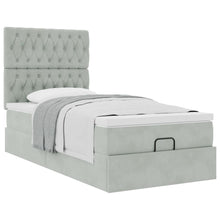 Ottoman bed met matrassen 100x200cm fluweel lichtgrijs