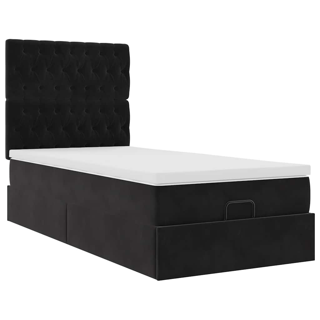 Ottoman bed met matrassen 100x200cm fluweel zwart