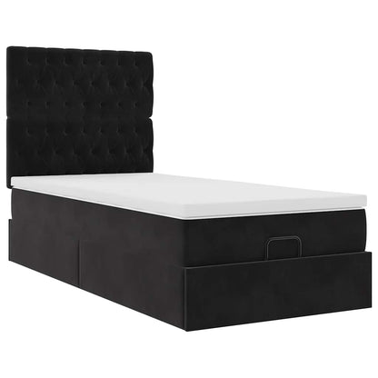 Ottoman bed met matrassen 100x200cm fluweel zwart