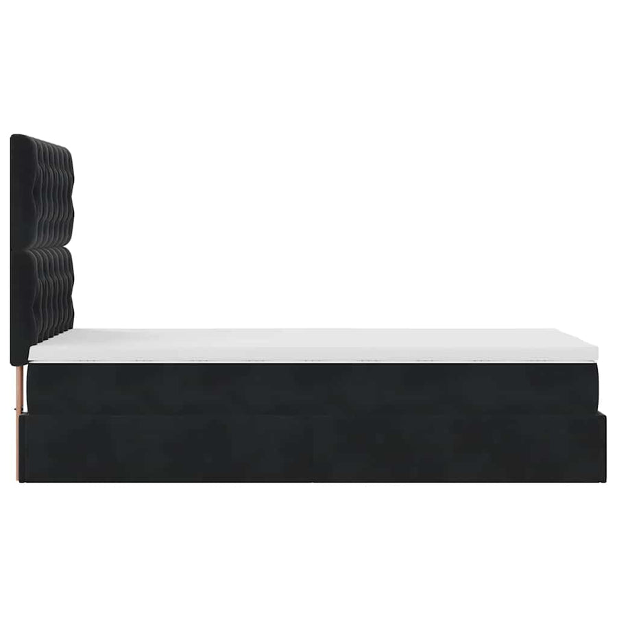 Ottoman bed met matrassen 100x200cm fluweel zwart