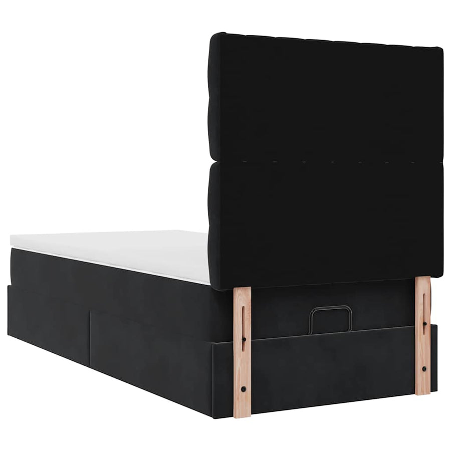 Ottoman bed met matrassen 100x200cm fluweel zwart