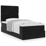 Ottomaans bed 100x200 cm fluweel zwart met opbergruimte