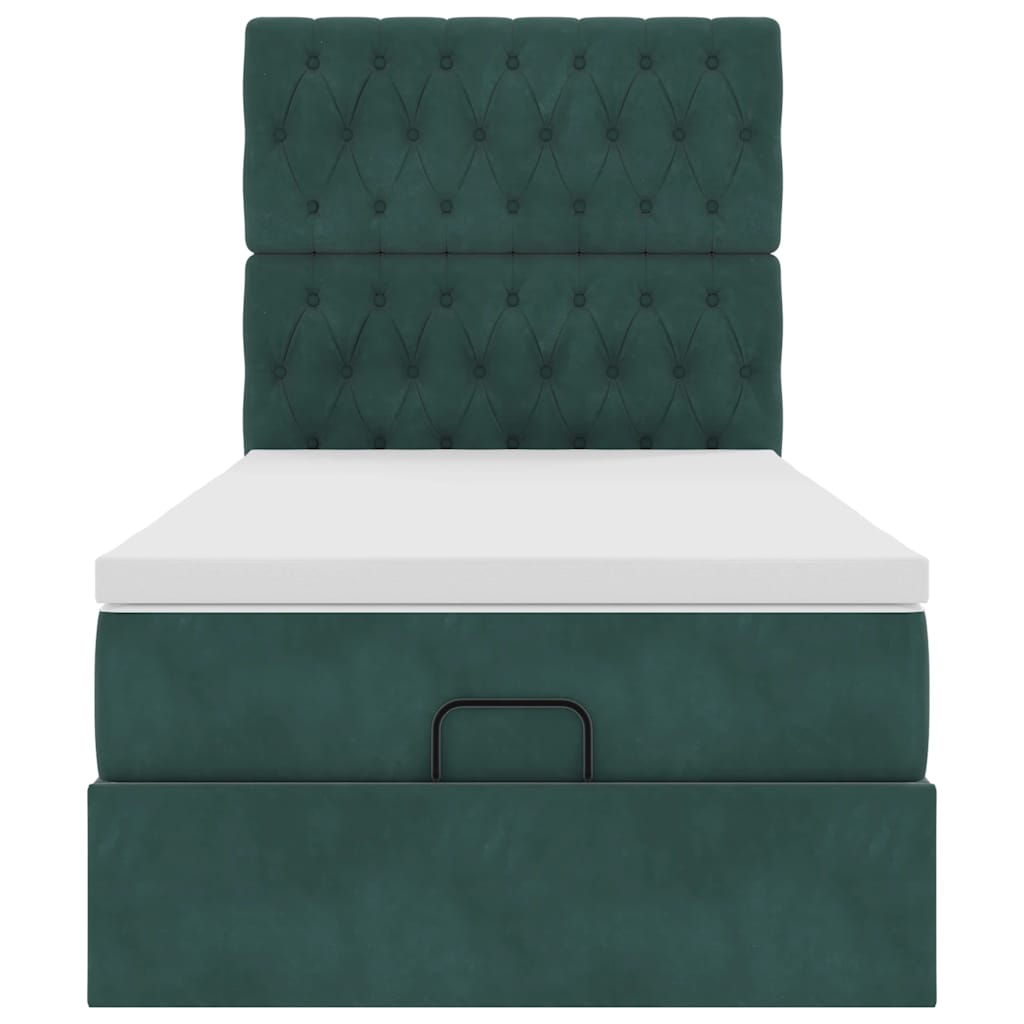 Ottoman bed met matrassen 100x200cm fluweel donkergroen