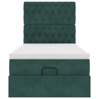 Ottoman bed met matrassen 100x200cm fluweel donkergroen