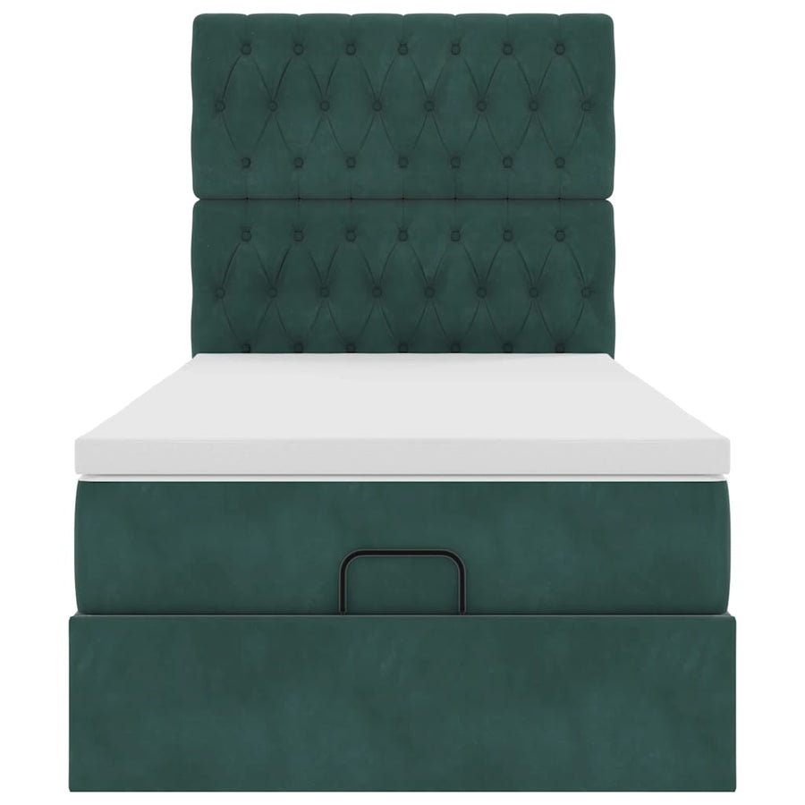 Ottoman bed met matrassen 100x200cm fluweel donkergroen