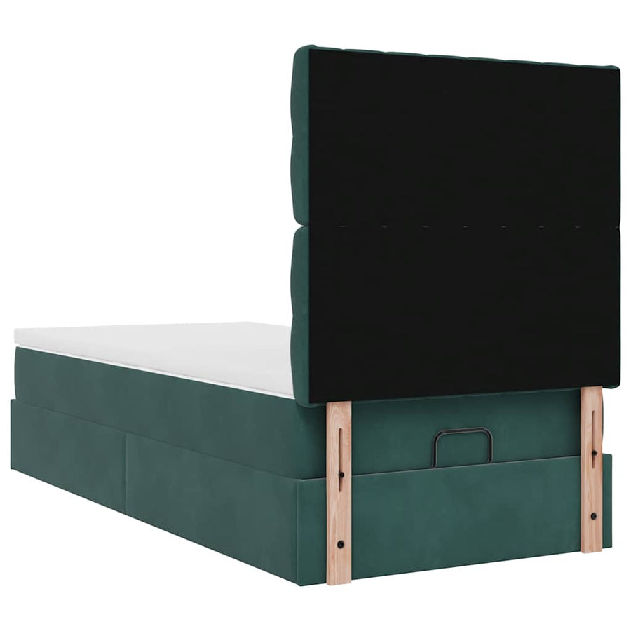 Ottoman bed met matrassen 100x200cm fluweel donkergroen