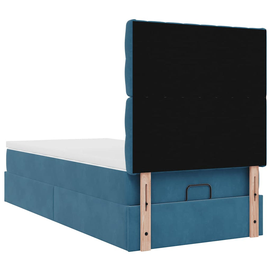 Ottoman bed met matrassen 100x200cm fluweel donkerblauw