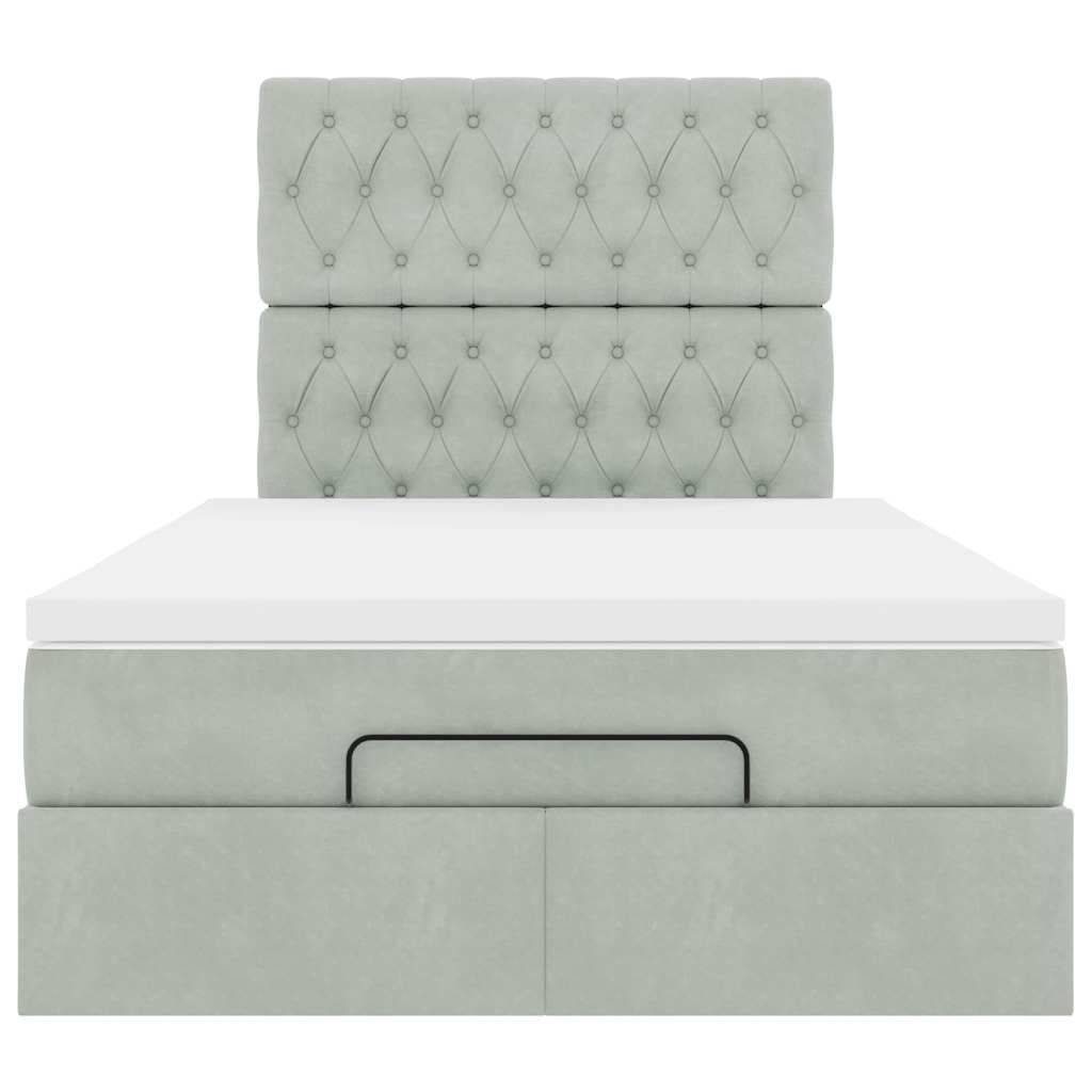 Ottoman bed met matrassen 120x190cm fluweel lichtgrijs