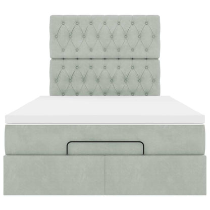 Ottoman bed met matrassen 120x190cm fluweel lichtgrijs