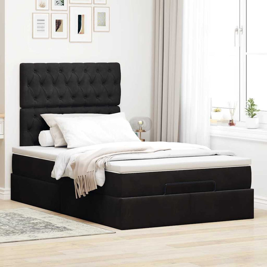 Ottoman bed met matrassen 120x190cm fluweel donkergroen