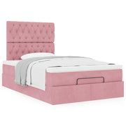 Ottomaans bed 120x190 cm fluweel roze met opbergruimte