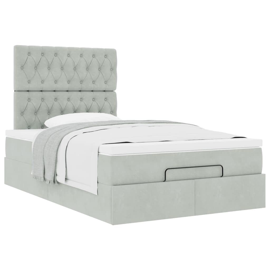 Ottoman bed met matrassen 120x200cm fluweel lichtgrijs