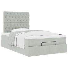 Ottoman bed met matrassen 120x200cm fluweel lichtgrijs