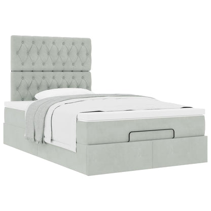 Ottoman bed met matrassen 120x200cm fluweel lichtgrijs