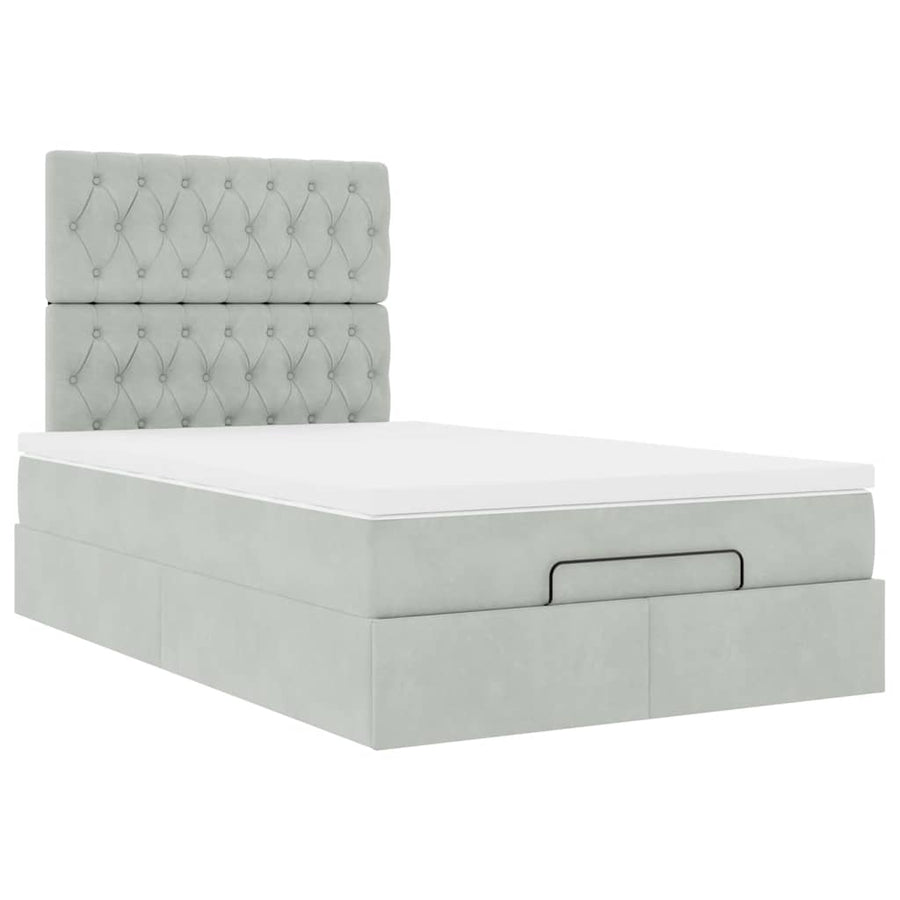 Ottoman bed met matrassen 120x200cm fluweel lichtgrijs