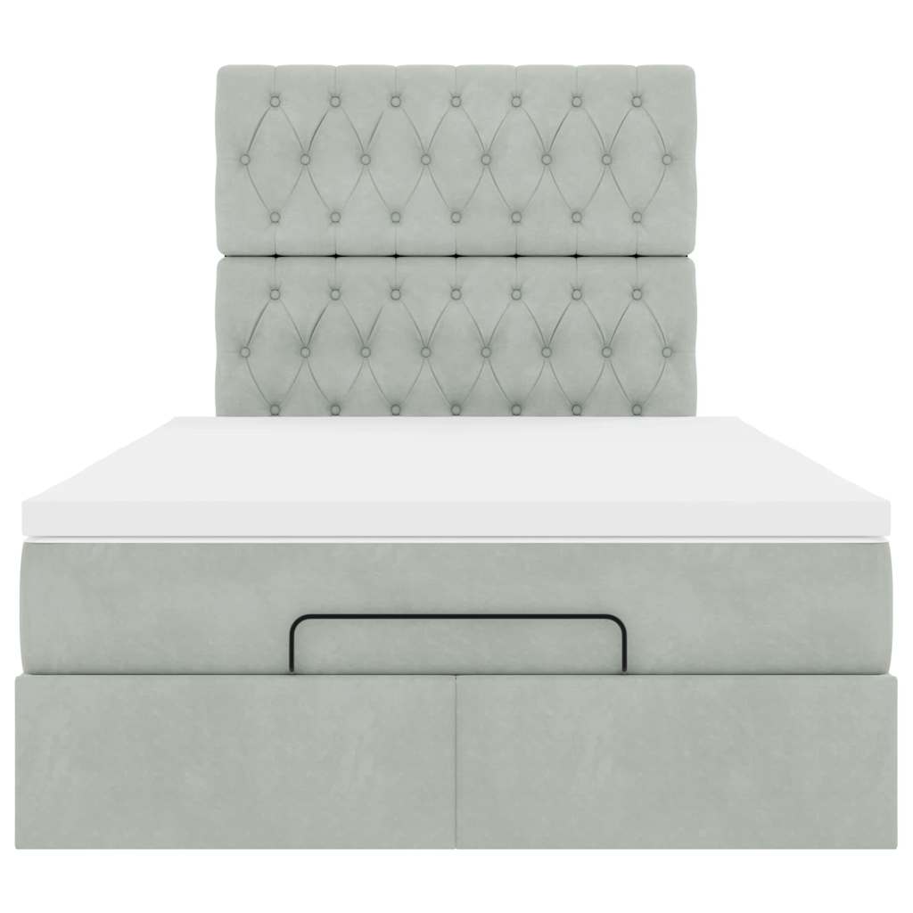 Ottoman bed met matrassen 120x200cm fluweel lichtgrijs