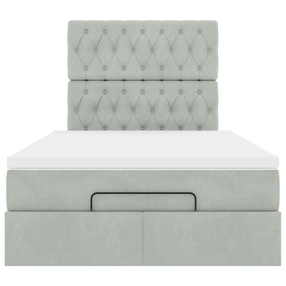 Ottoman bed met matrassen 120x200cm fluweel lichtgrijs