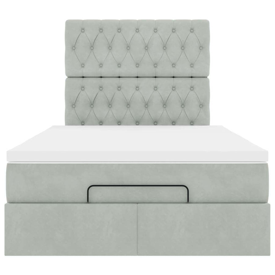 Ottoman bed met matrassen 120x200cm fluweel lichtgrijs