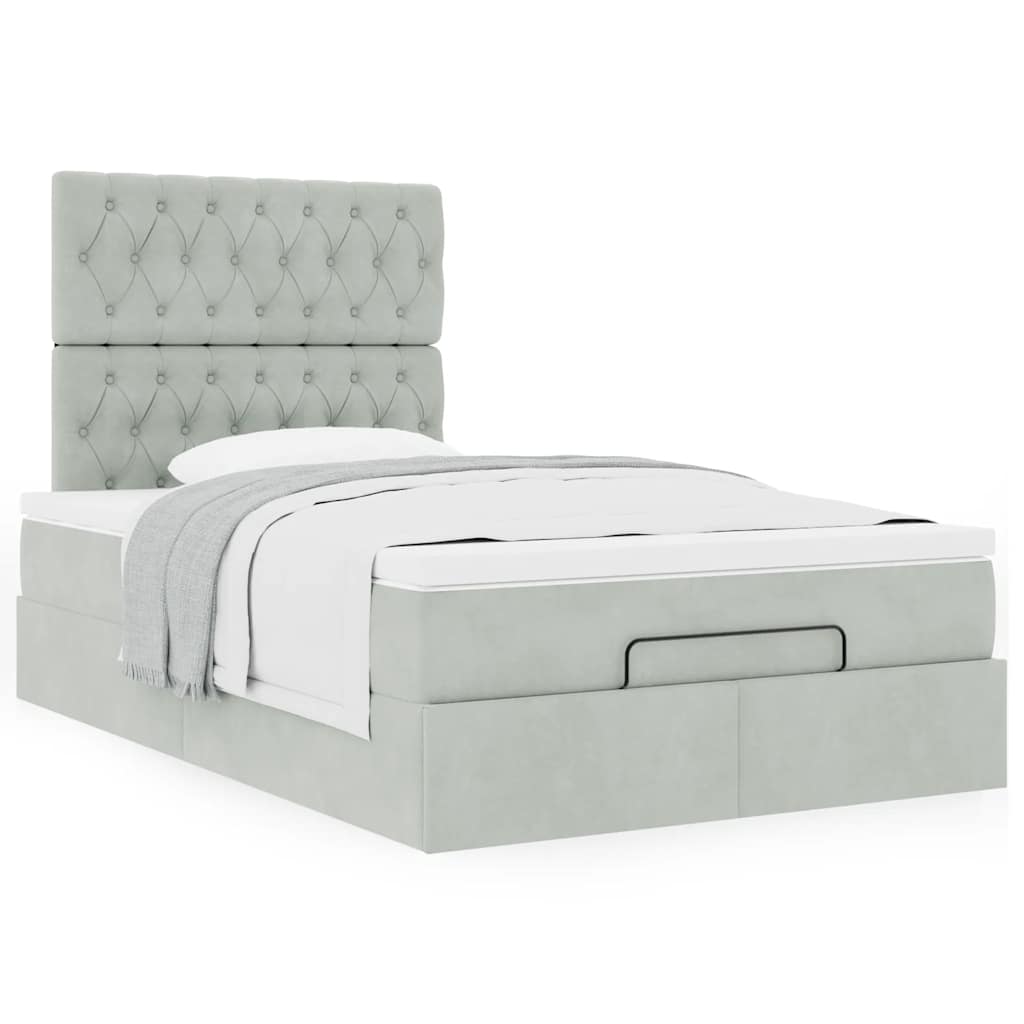 Ottoman bed met matrassen 120x200cm fluweel lichtgrijs