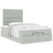 Ottomaans bed met opbergruimte 120x200 cm lichtgrijs fluweel