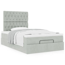 Ottoman bed met matrassen 120x200cm fluweel lichtgrijs