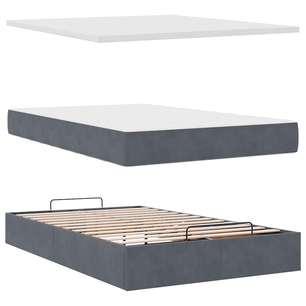 Ottoman bed met matrassen 120x200cm fluweel donkergrijs