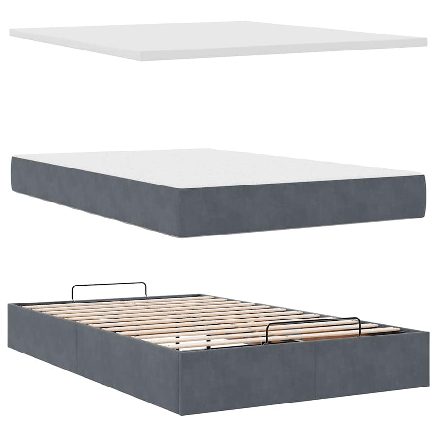 Ottoman bed met matrassen 120x200cm fluweel donkergrijs
