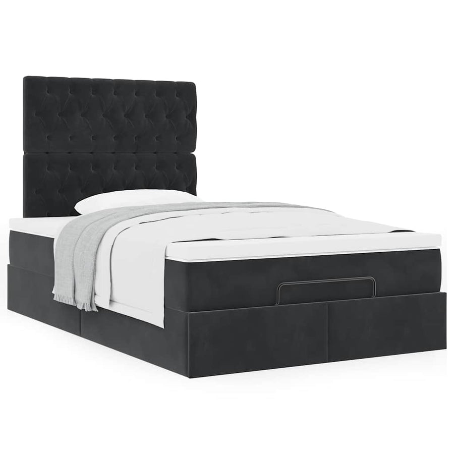 Ottoman bed met matrassen 120x200cm fluweel zwart