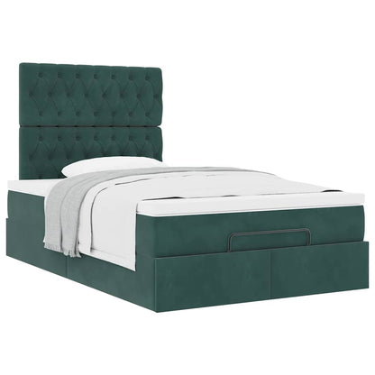 Ottoman Bed Met Matrassen 120X200Cm Fluweel 120 x 200 cm Donkergroen