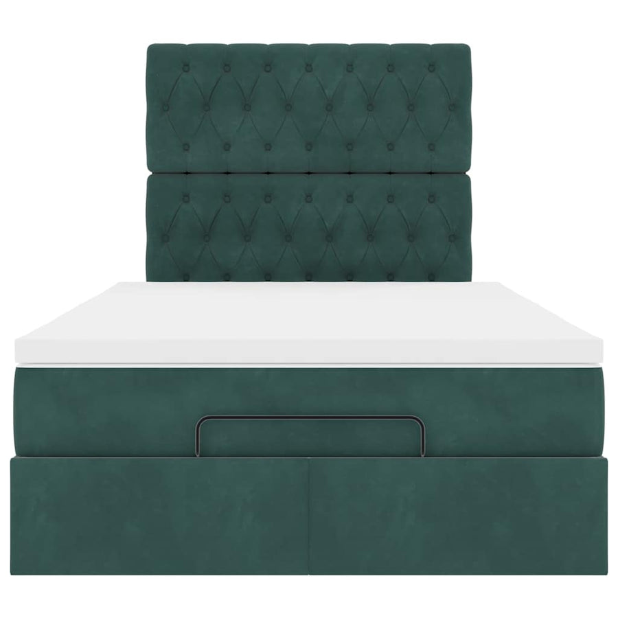 Ottoman Bed Met Matrassen 120X200Cm Fluweel 120 x 200 cm Donkergroen