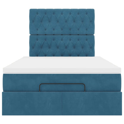 Ottoman bed met matrassen 120x200cm fluweel donkerblauw