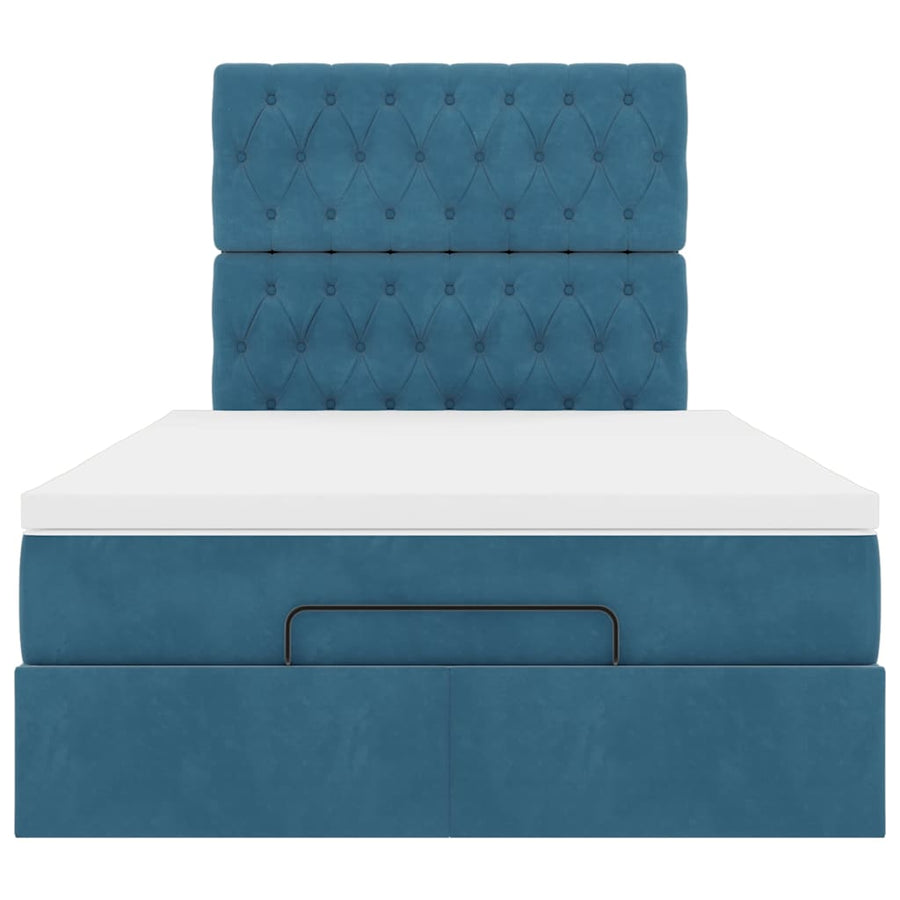 Ottoman bed met matrassen 120x200cm fluweel donkerblauw