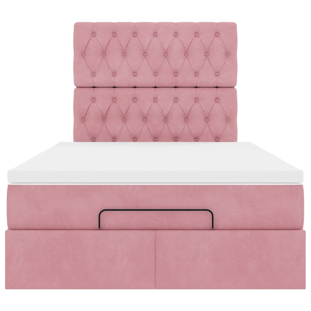 Ottoman bed met matrassen 120x200cm fluweel roze