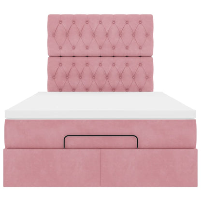 Ottoman bed met matrassen 120x200cm fluweel roze