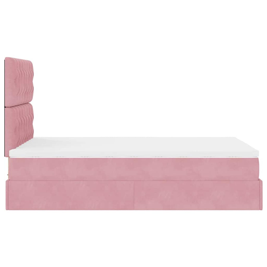 Ottoman bed met matrassen 120x200cm fluweel roze