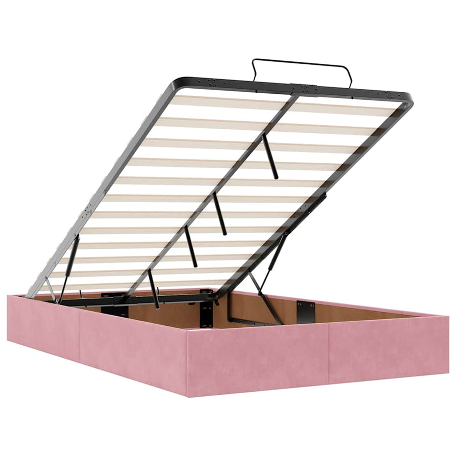 Ottoman bed met matrassen 120x200cm fluweel roze